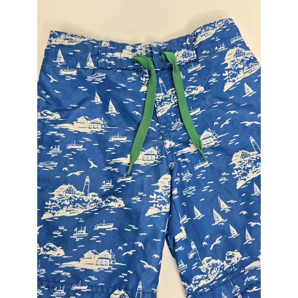 Janie and Jack Swim Trunks Boys Shorts 4 Blue Coastal Nautical Sailboats Ocean